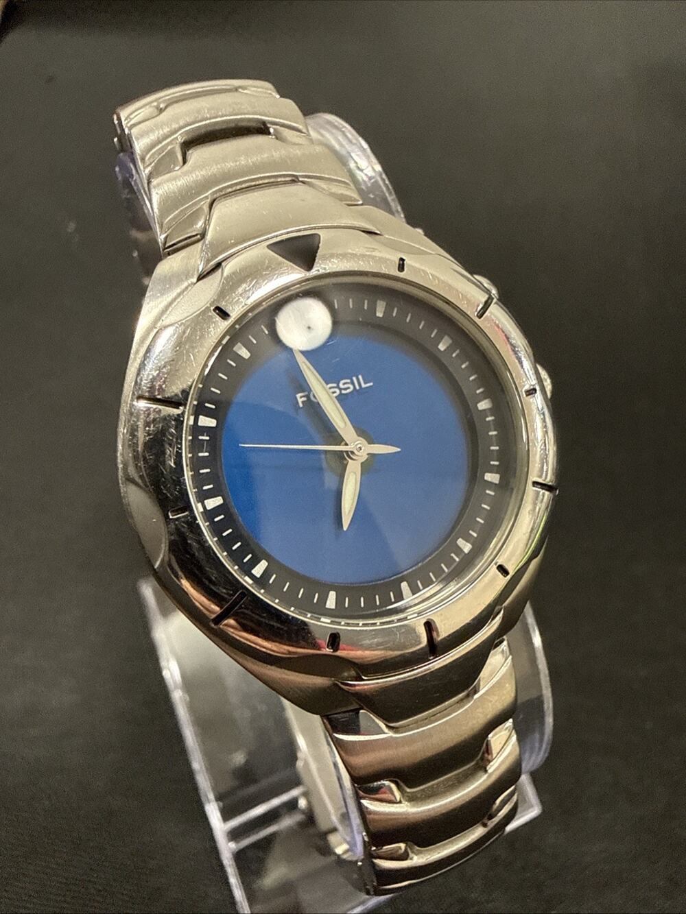 Ladies 32mm Fossil Blue/Kaleido/Big Tic New Batteries AM-3553-5.75” Wrist (B6)